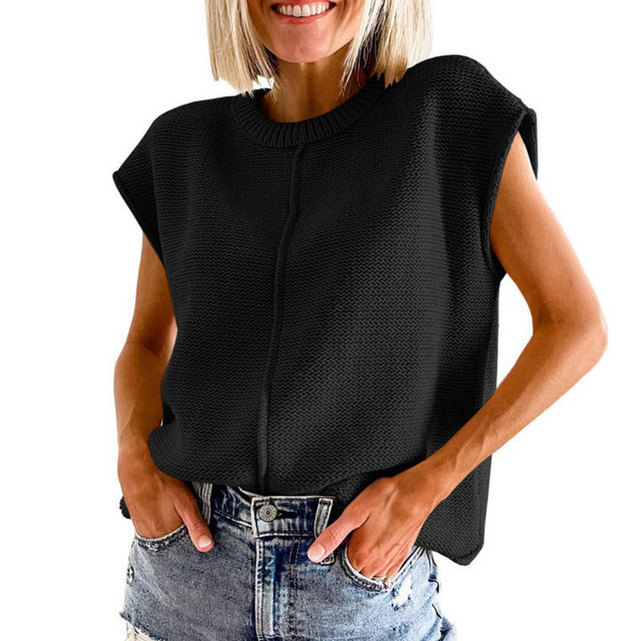 TABITHA - Kasdienis minimalistinis be rankovių megztinis