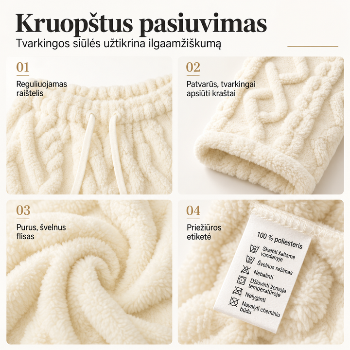 Minkštos, šiltos moteriškos lounge kelnės su flaneliniu pamušalu