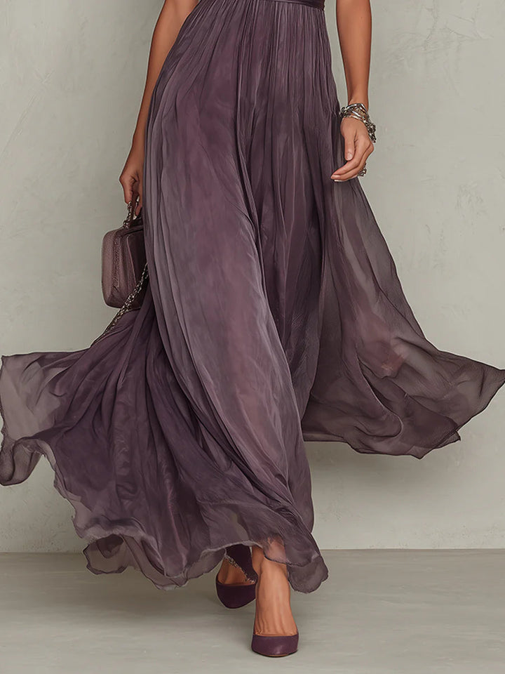 Samantha - Vintažinis Elegantiška Šifono Maxi Suknelė