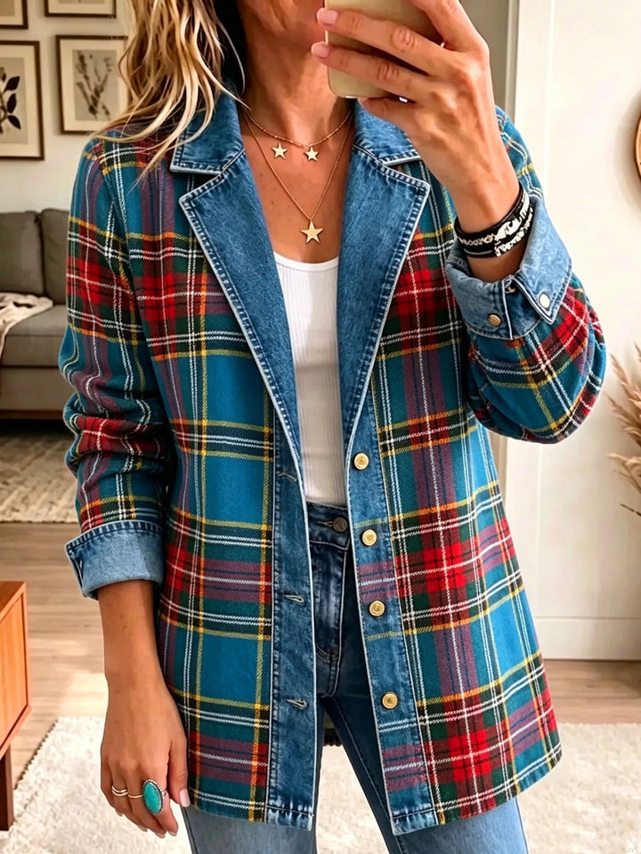 Madison | Tartan Pledas Denim Švarkas