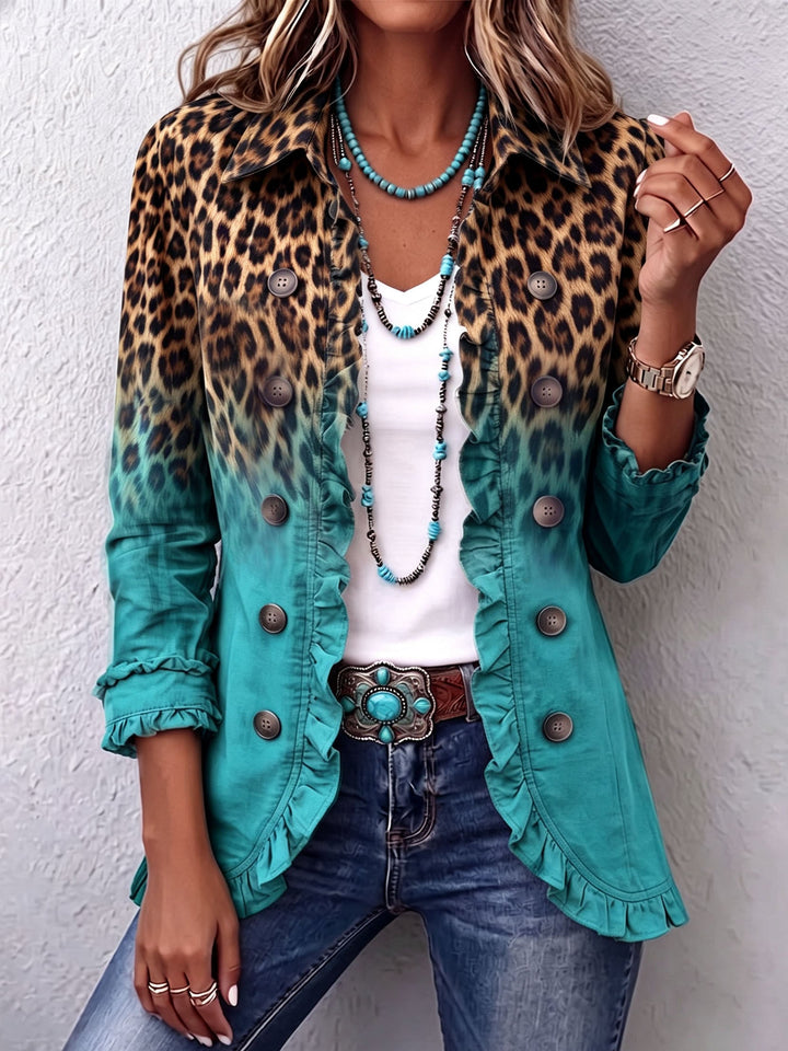 Emma | Leopard Ombre Ruffle Blazer Striukė