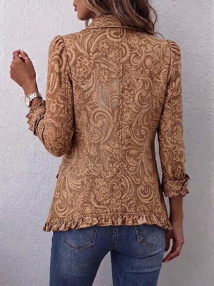 Madison | Vintažinis Bohemiškas Gėlių Raštas Ruffles Švarkas