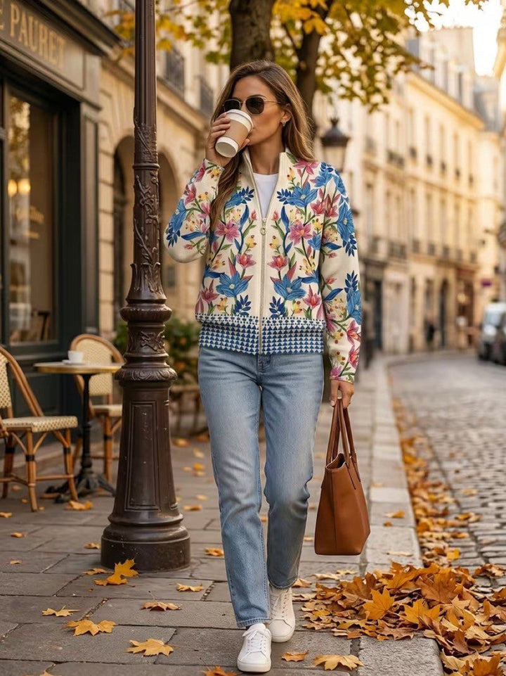 Elise - Botanikos Sodo Gėlių Užtrauktukas Cardigan