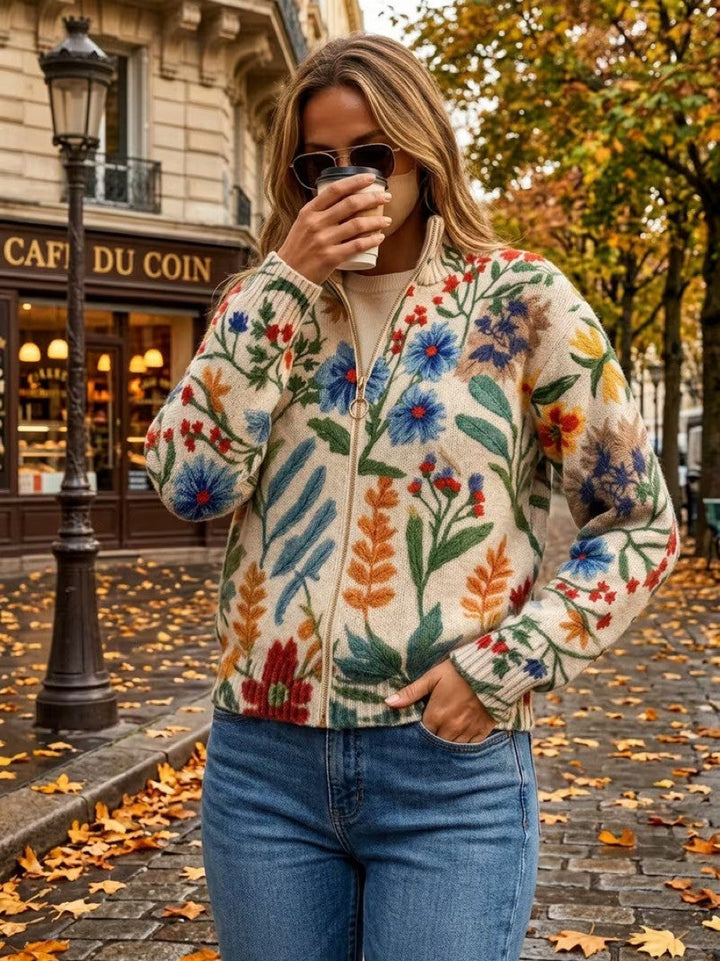Elise - Botanikos Sodo Gėlių Užtrauktukas Cardigan