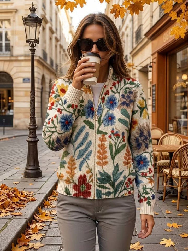 Elise - Botanikos Sodo Gėlių Užtrauktukas Cardigan