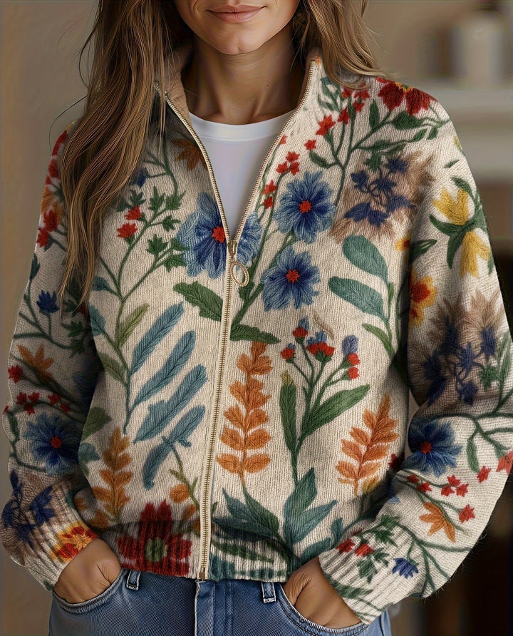 Elise - Botanikos Sodo Gėlių Užtrauktukas Cardigan